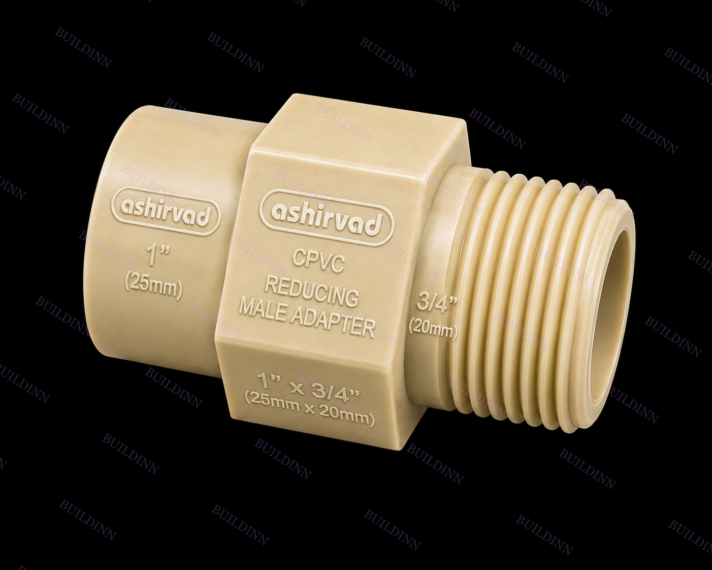 Ashirvad CPVC Reducing Male Adapter – 1 Inch × 3/4 Inch