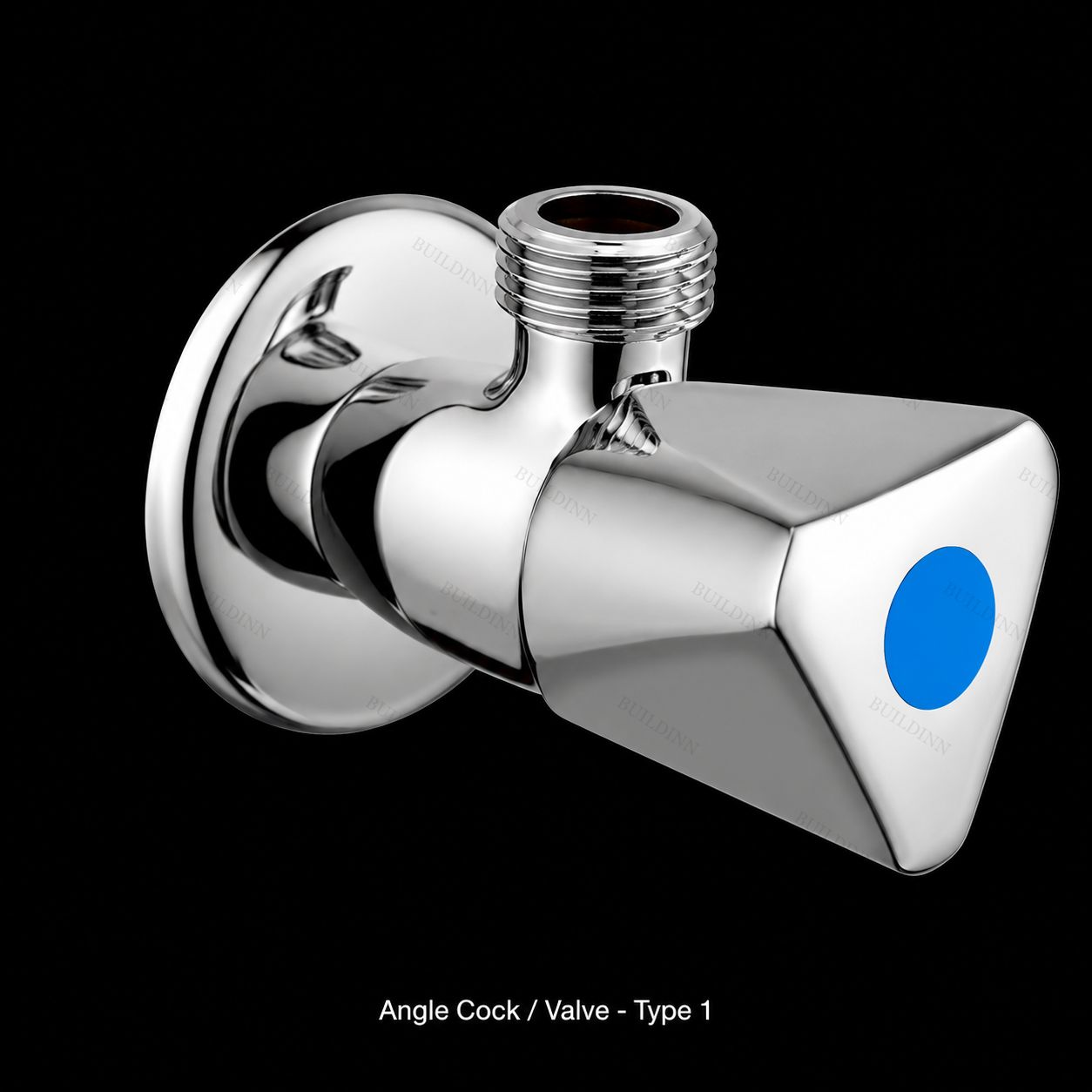 Brass Angle Cock Valve Type 1 15 mm Chrome Finish with Wall Flange