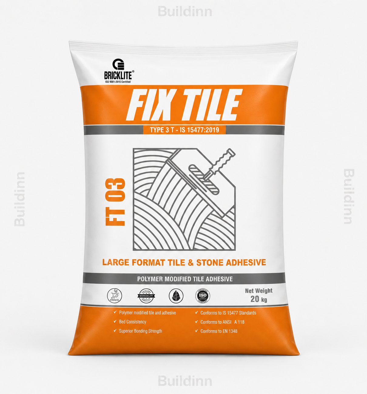 Brikolite Fix Tile FT 03 20 KG Large Format Tile and Stone Adhesive