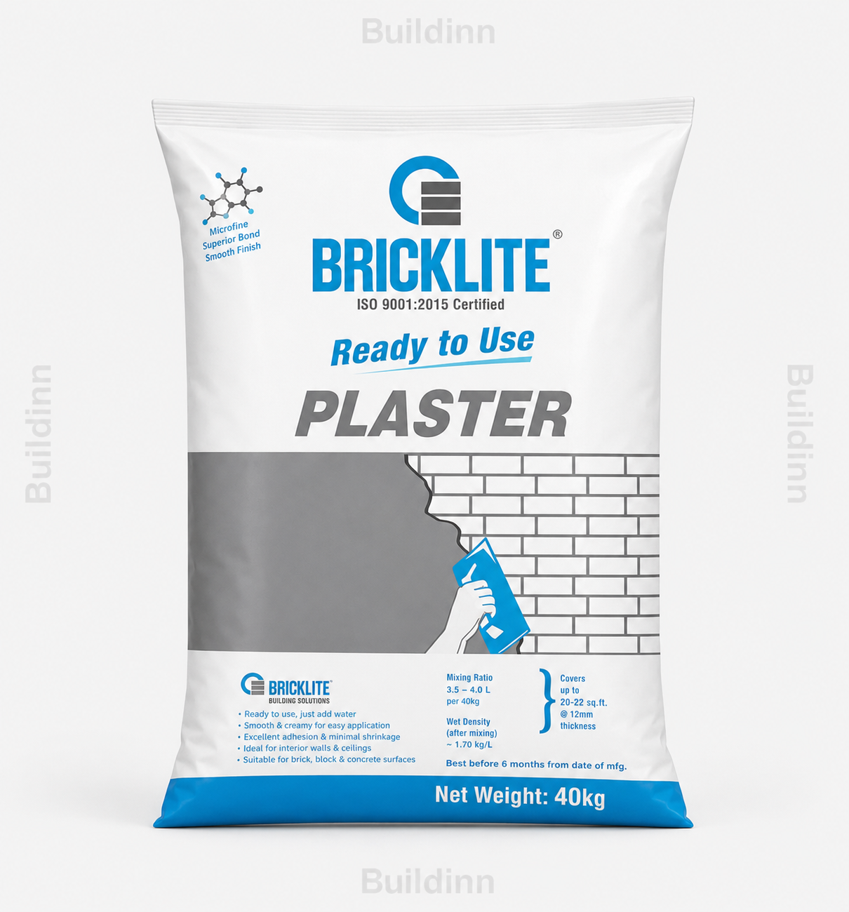 Brikolite Ready to Use Plaster 40 KG for Interior Walls and Ceilings
