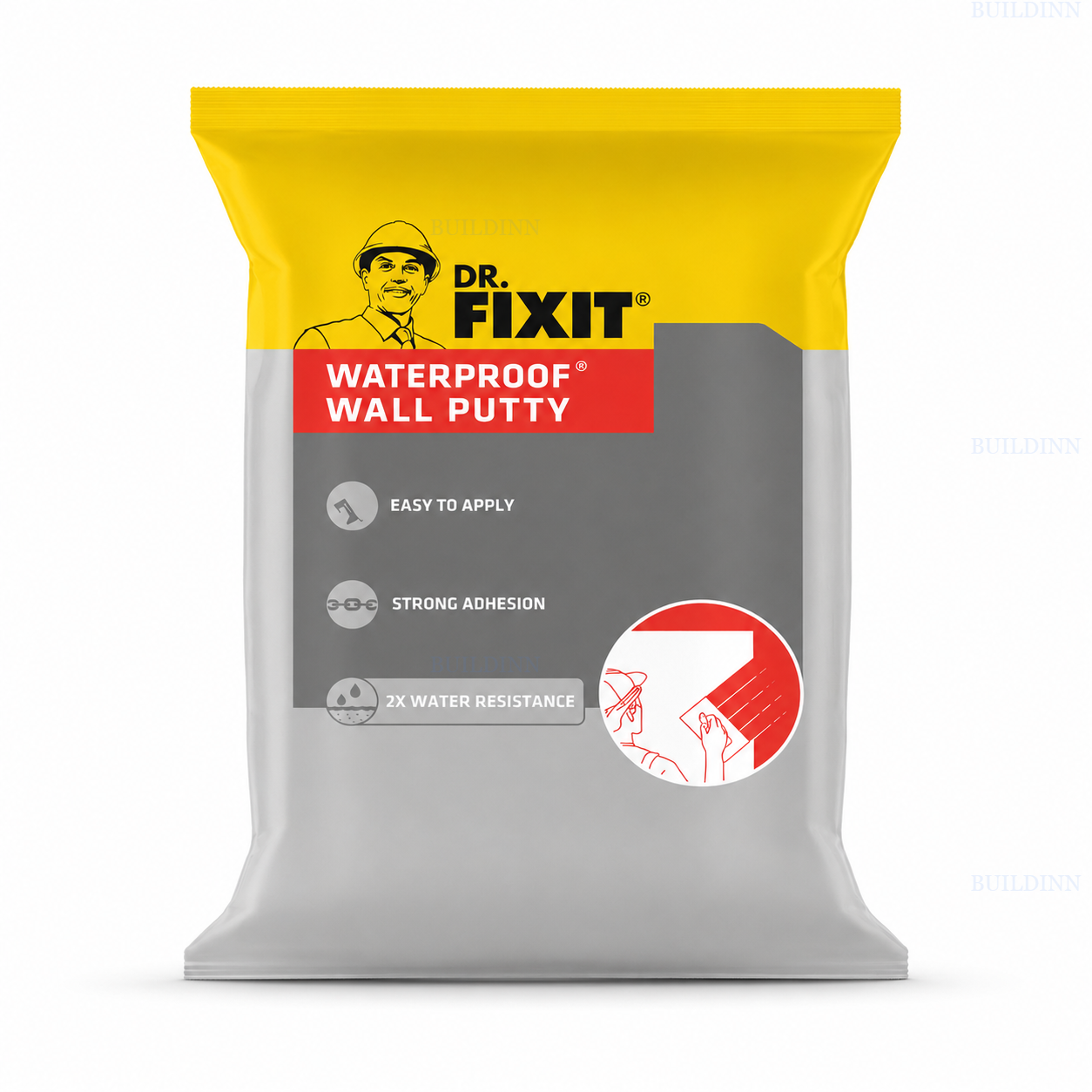 Dr. Fixit Waterproof Wall Putty 20 kg Cement Based White Putty for Interior and Exterior Wallsand Exterior Walls