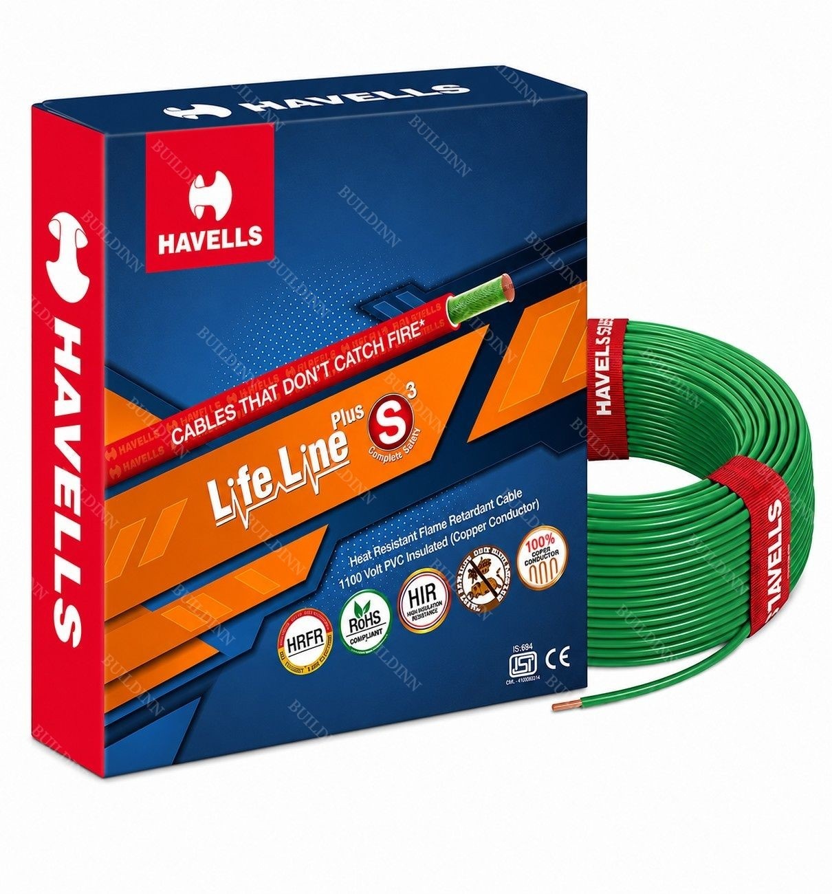 Havells LifeLine Plus S3 HRFR Copper House Wire 1100V | Multiple Colours