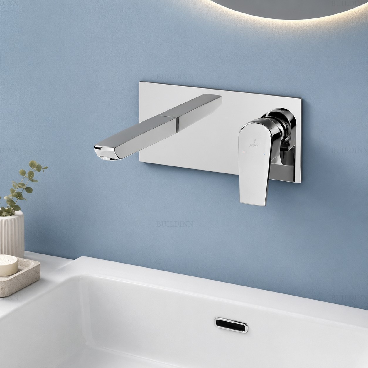 Jaquar Wall Mounted Concealed Basin Mixer | Single Lever Chrome Wash Basin Faucet with Rectangular Back Plate