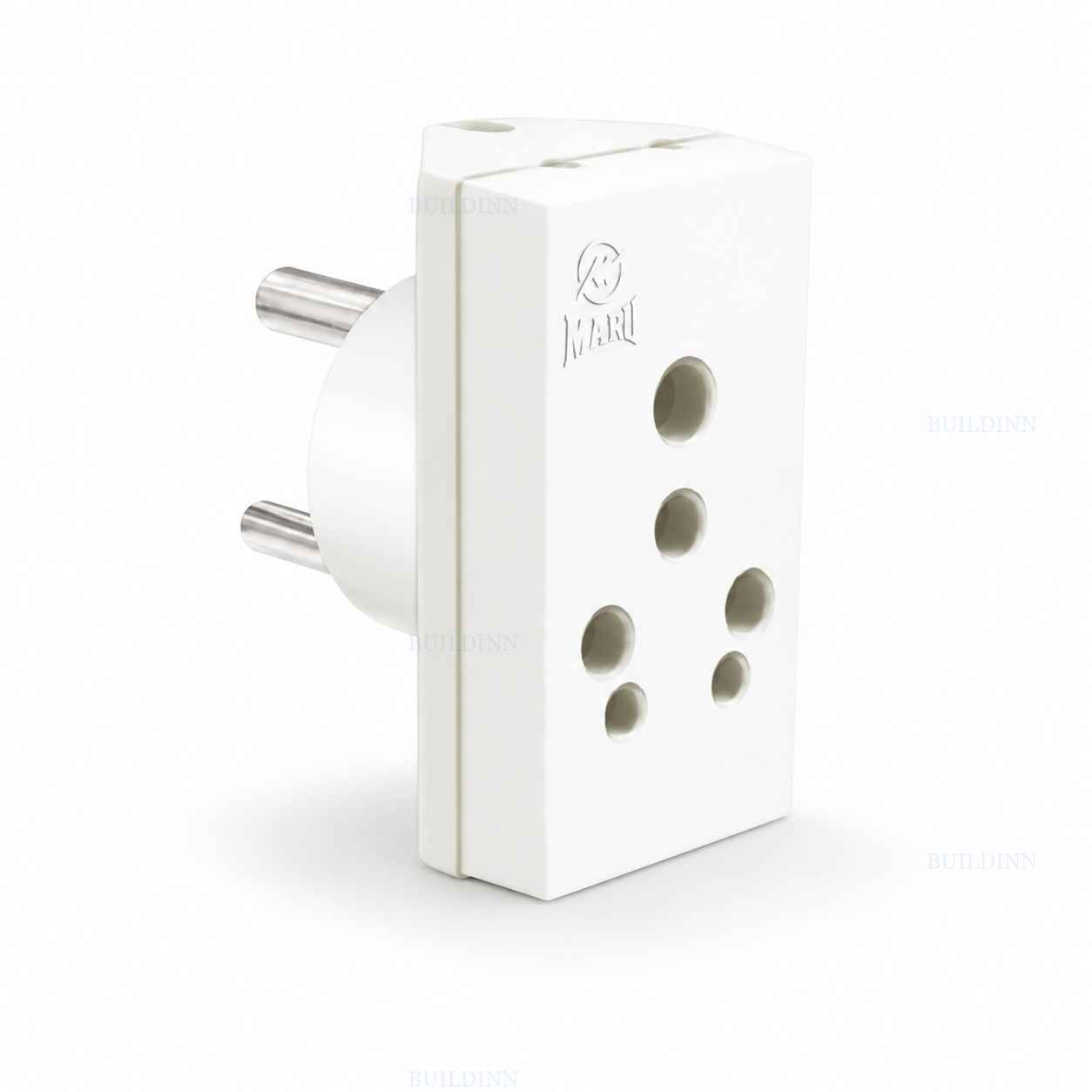 Maru 2-Pin to 3-Pin Multi-Plug Adapter with Multipurpose Socket – White