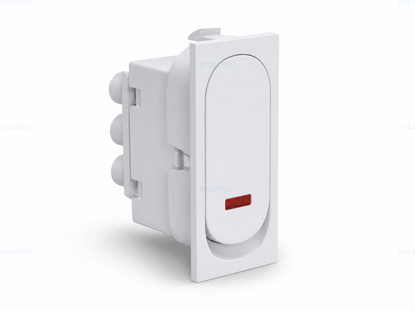 Maru 25A Double-Pole Modular Switch with Indicator – White"25a"
