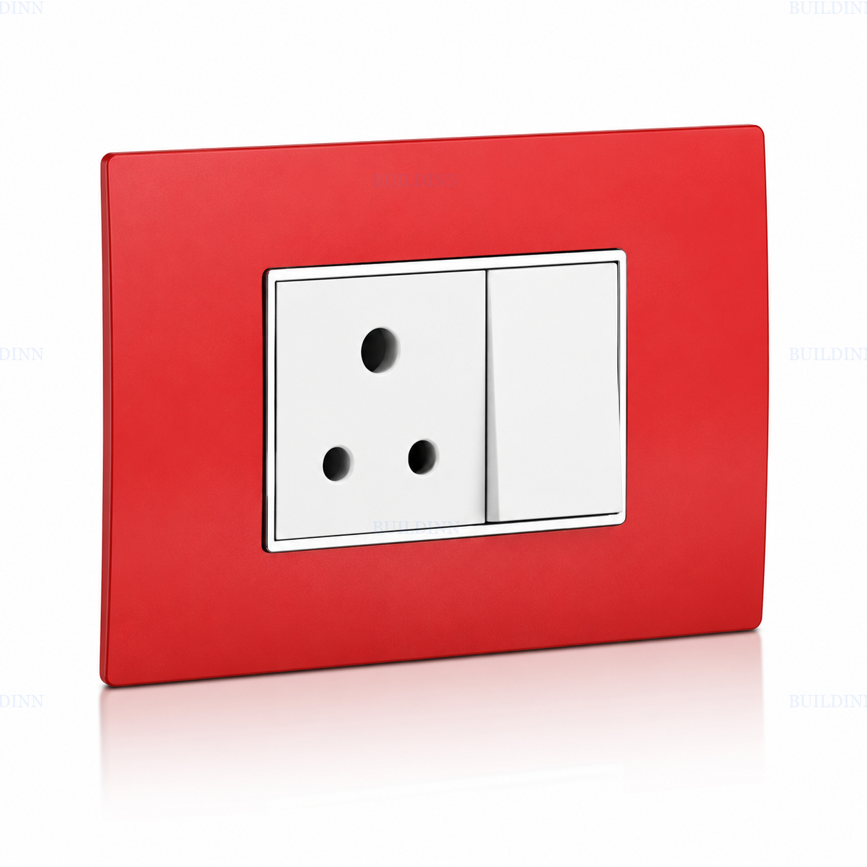 MARU Metallic 6A 3-Pin Modular Socket with 1-Way Switch – 4 Module