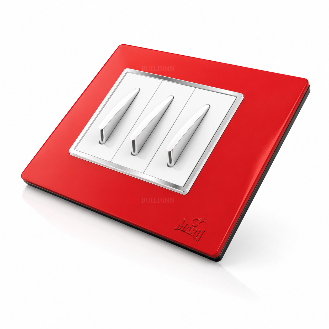MARU Metallic Series Triple Modular Switch Plate with 3 Designer Lever Switches