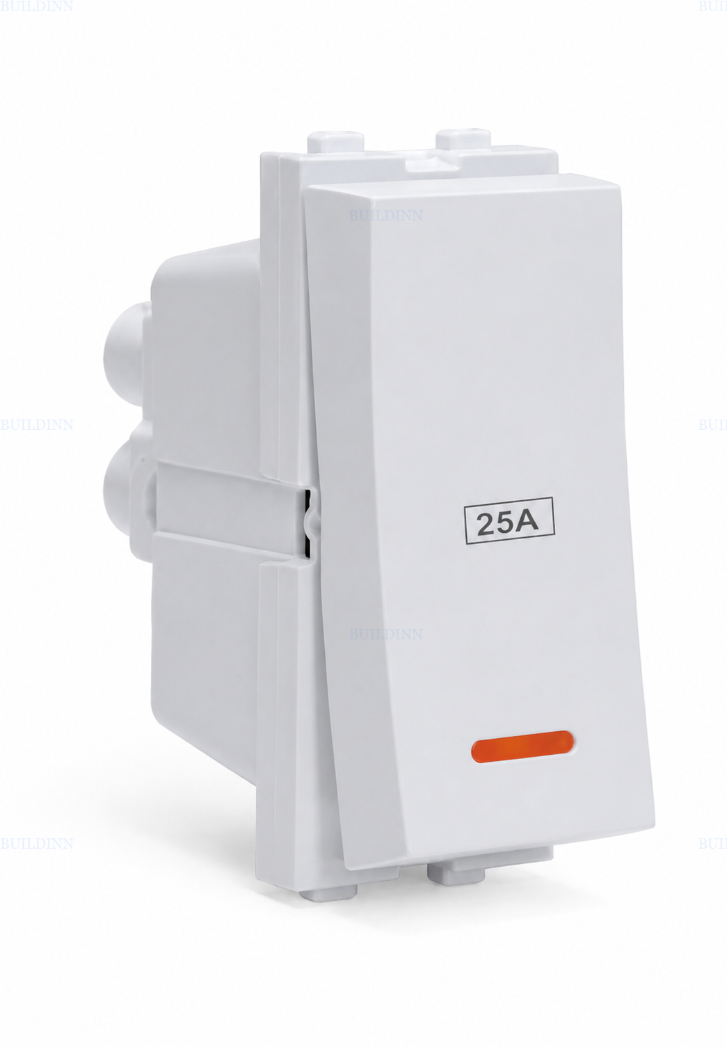 Maru Mozac MT-7010 25A 1-Way Modular Switch with Indicator – 1M, White