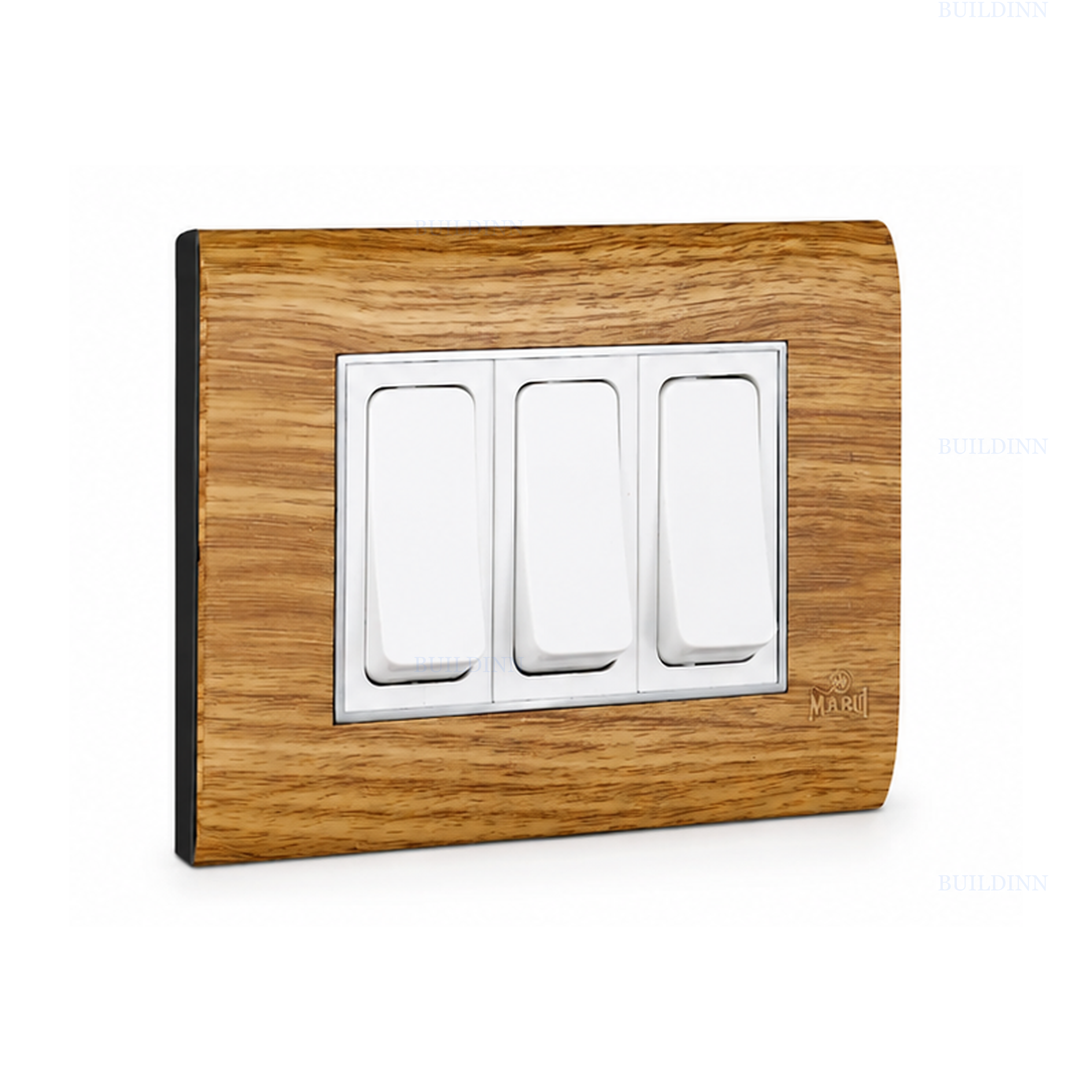 MARU Texture Series Triple Modular Switch Plate with 3 White Rocker Switches