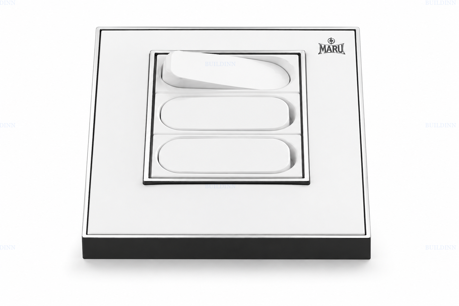 MARU White Triple Modular Switch Plate with 3 Rocker Switches