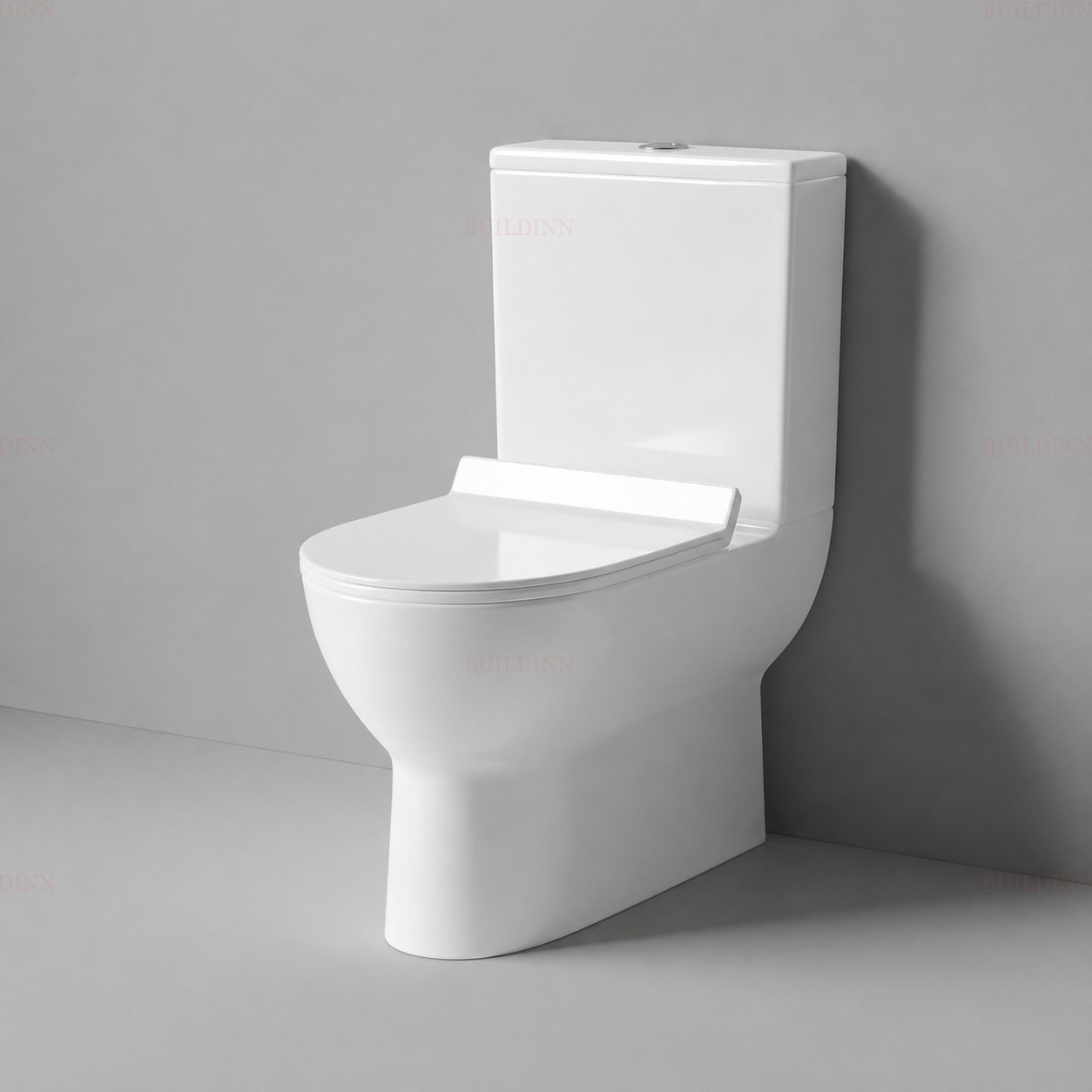 Premium One-Piece Ceramic Western Toilet | Floor Mounted Water Closet with Soft Close Seat | Gloss White