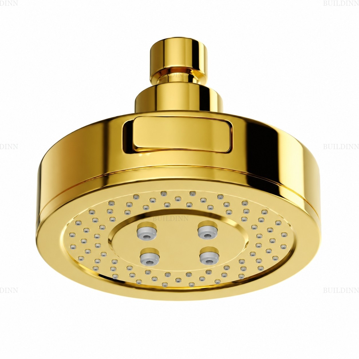 Premium PVD Gold Rain Shower Head | Round Overhead Shower | High Pressure Ceiling Shower | Luxury Bathroom Shower