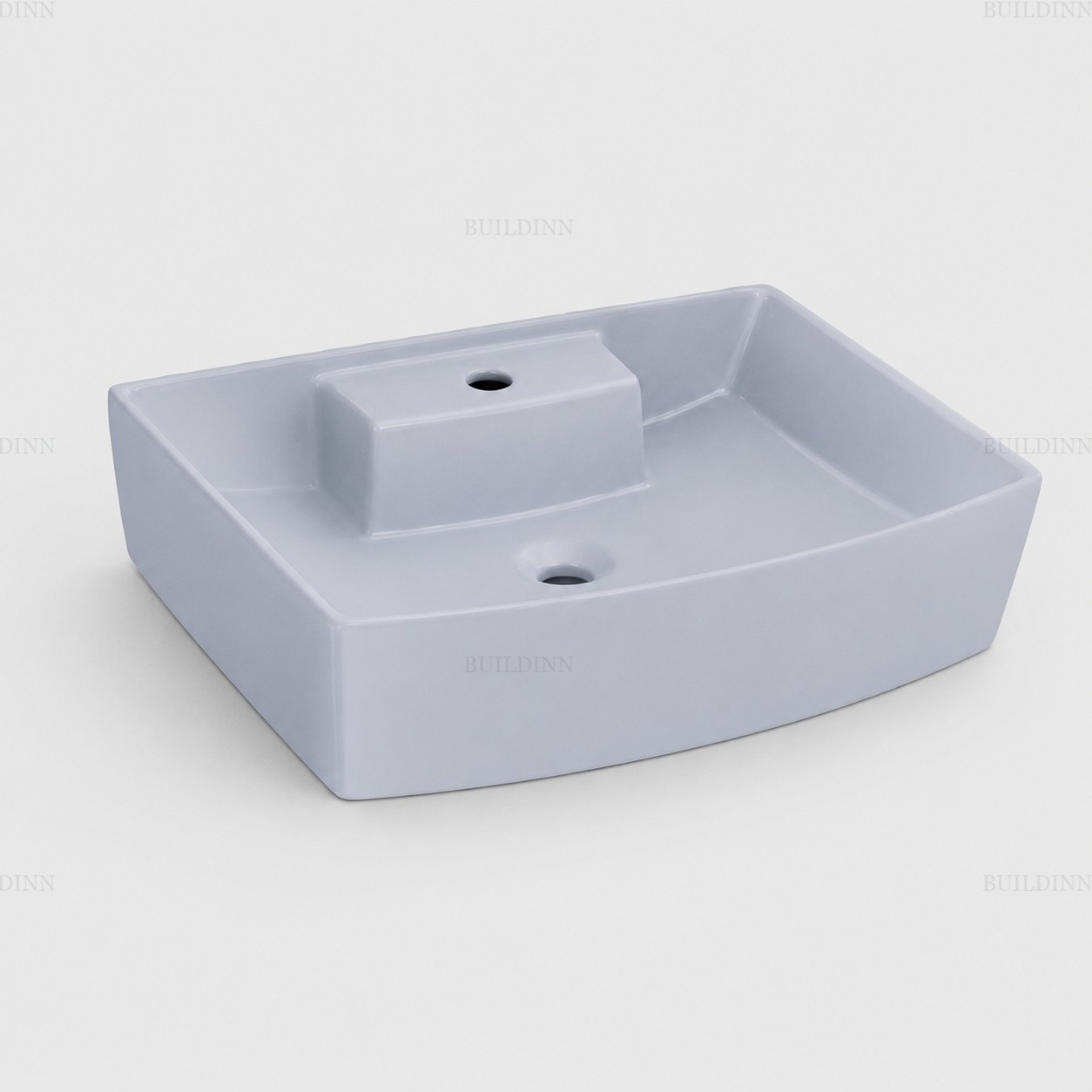 Premium Rectangular Countertop Ceramic Wash Basin | Gloss White Bathroom Vanity Sink | Modern Table Top Wash Basin