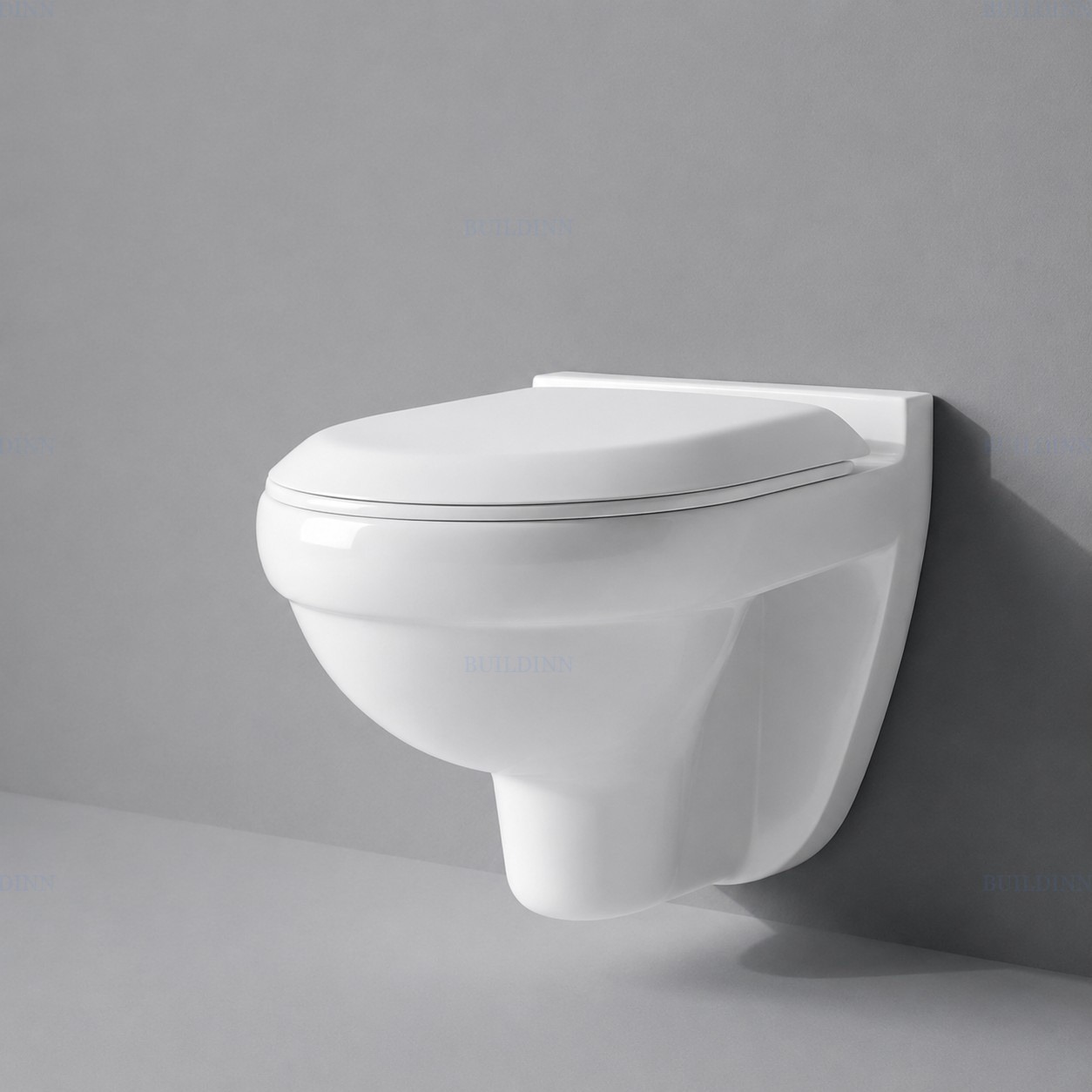 Premium Wall Hung Ceramic Western Toilet | Rimless Wall Mounted Water Closet with Soft Close Seat | Gloss White